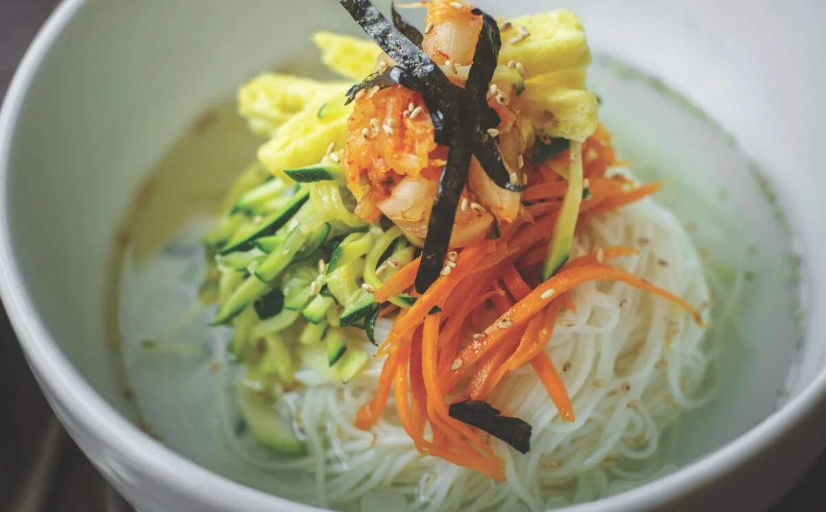 Veggie noodles served in a soothing broth