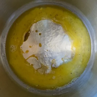 taralli dough ingredients in mixing bowl