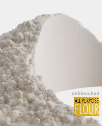 unbleached all purpose flour close up.