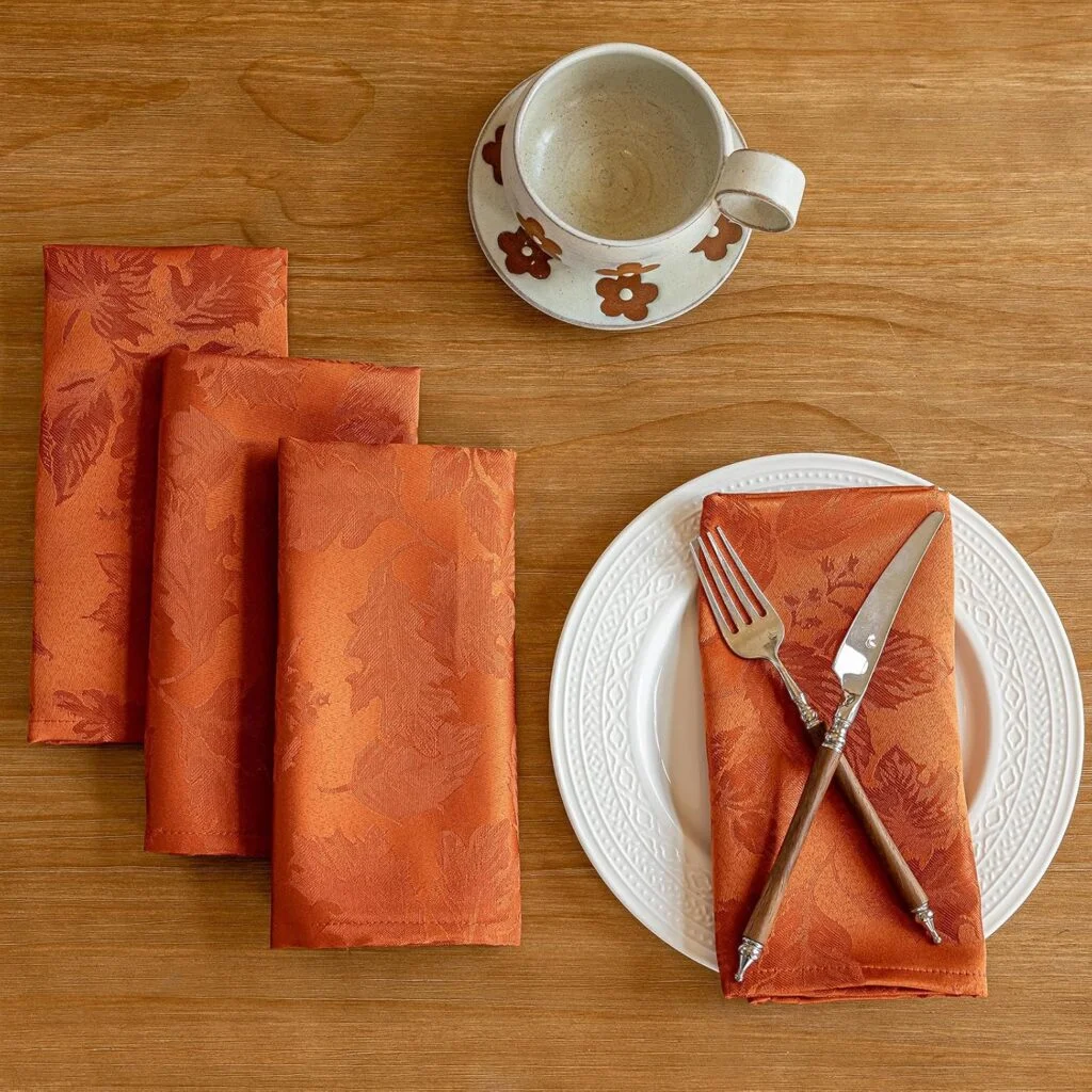 Orange napkins on a table